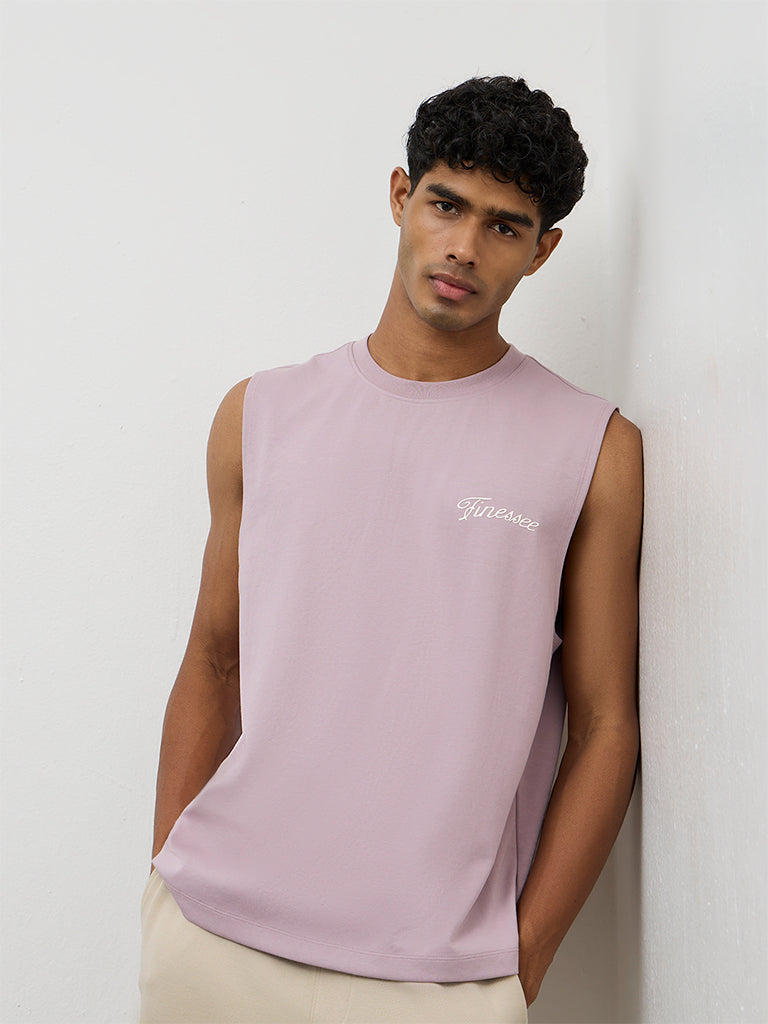 Nuoflexx Mauve Text-Detailed Relaxed-Fit T-Shirt