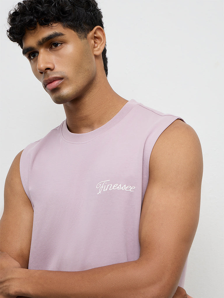 Nuoflexx Mauve Text-Detailed Relaxed-Fit T-Shirt