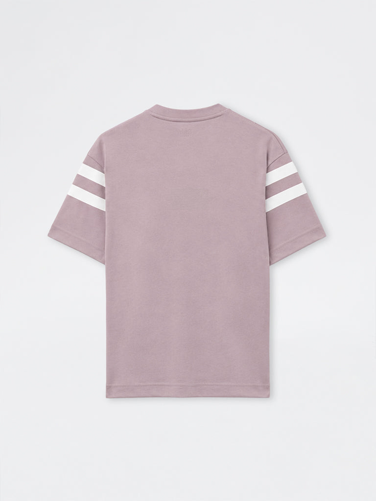 Nuoflexx Mauve Text-Printed Relaxed-Fit T-Shirt