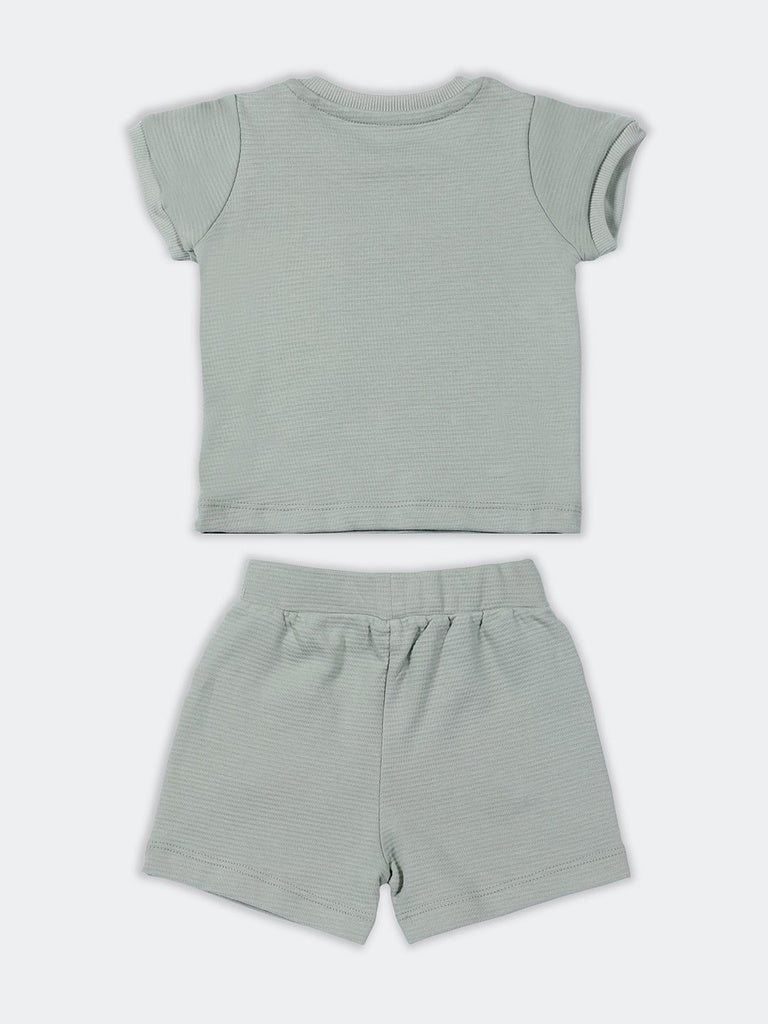 HOP Baby Boys Sage Cotton T-Shirt and Shorts Set