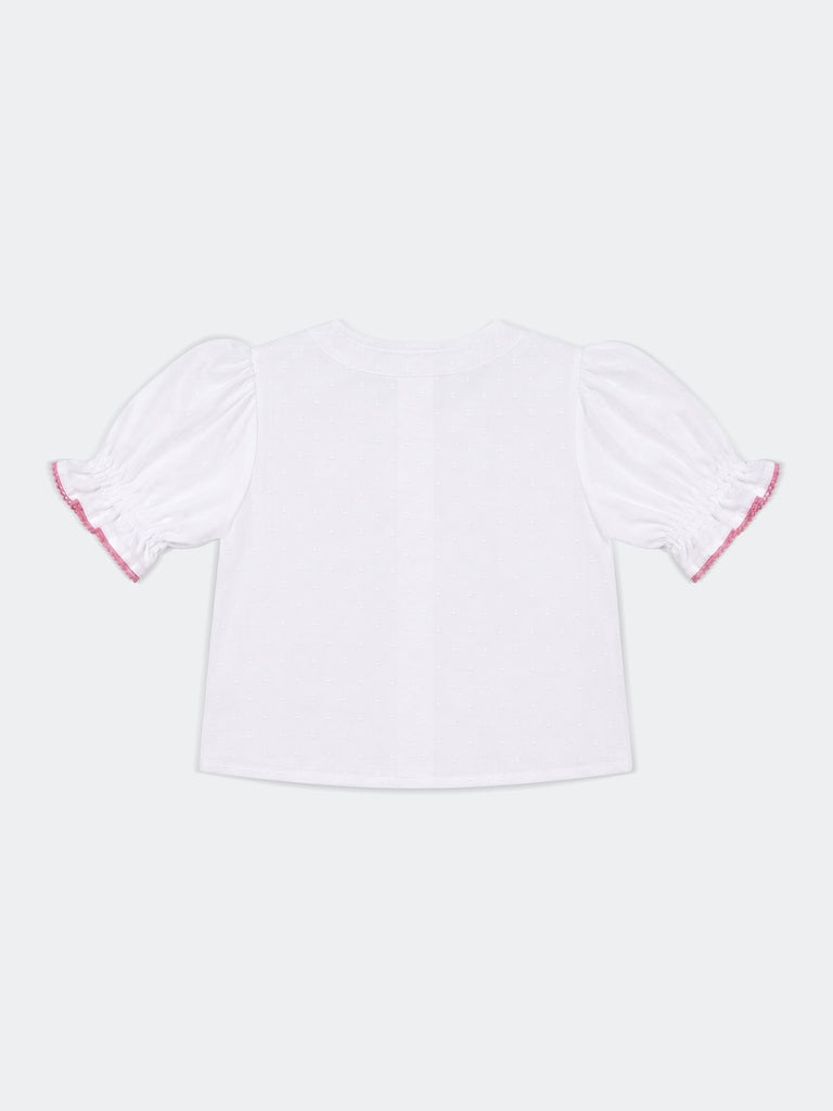 Utsa Kids Girls White Floral Embroidered Cotton-Blend Top - (2-8 yrs)
