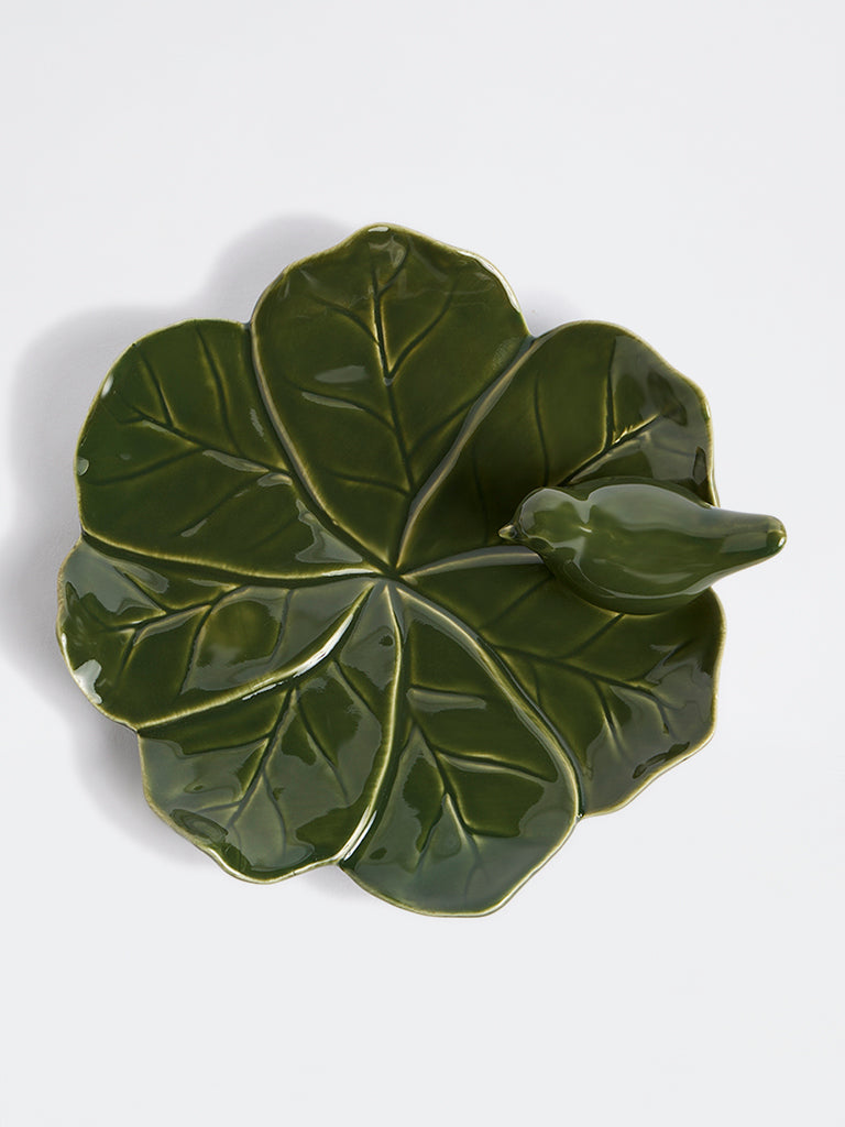 Westside Home Green Ceramic Bird Platter