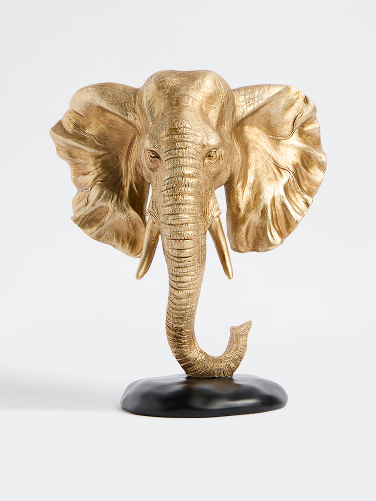 Westside Home Gold Resin Elephant Face Decorative Object