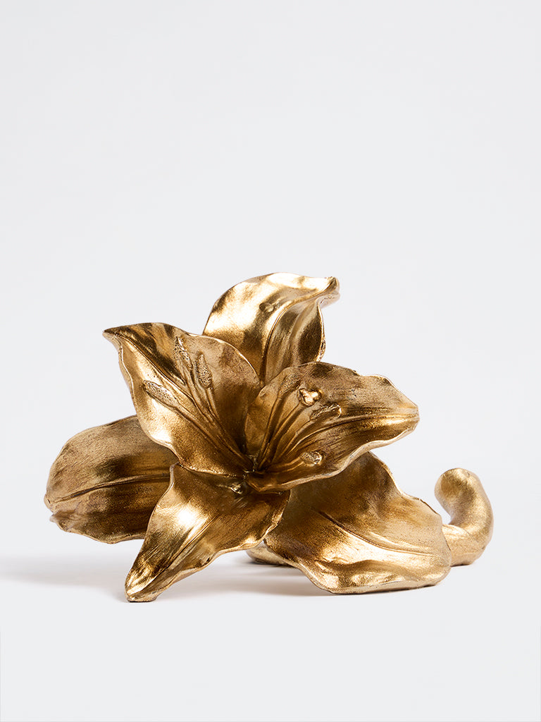 Westside Home Gold Resin Flower Decorative Object