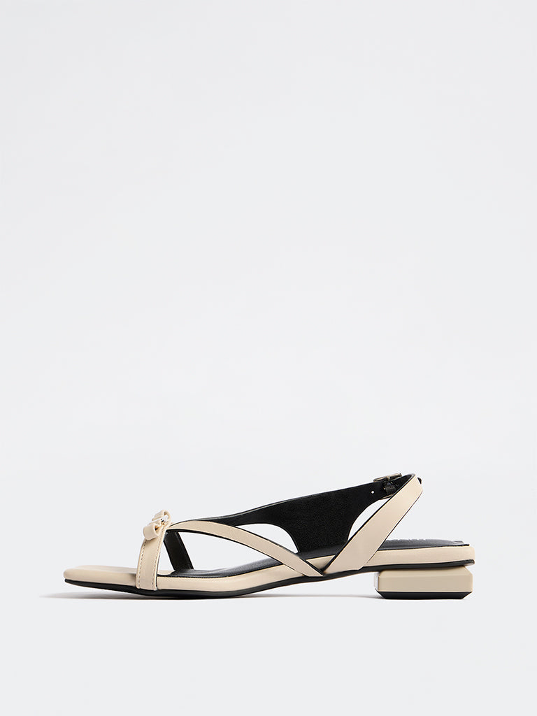 LUNA BLU Ivory Bow-Detail Multi-Strap Sandals