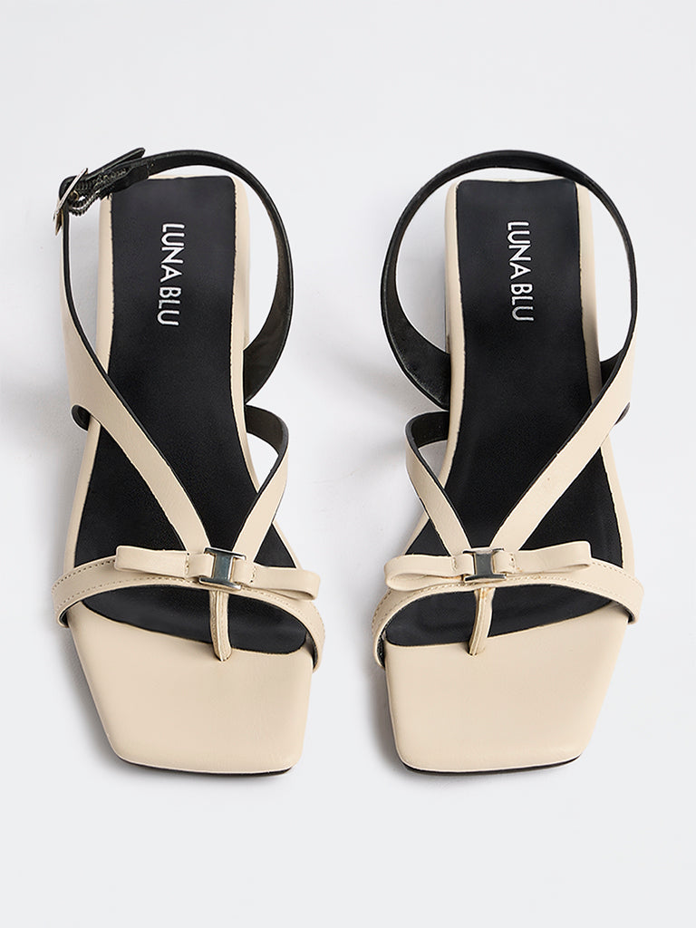 LUNA BLU Ivory Bow-Detail Multi-Strap Sandals