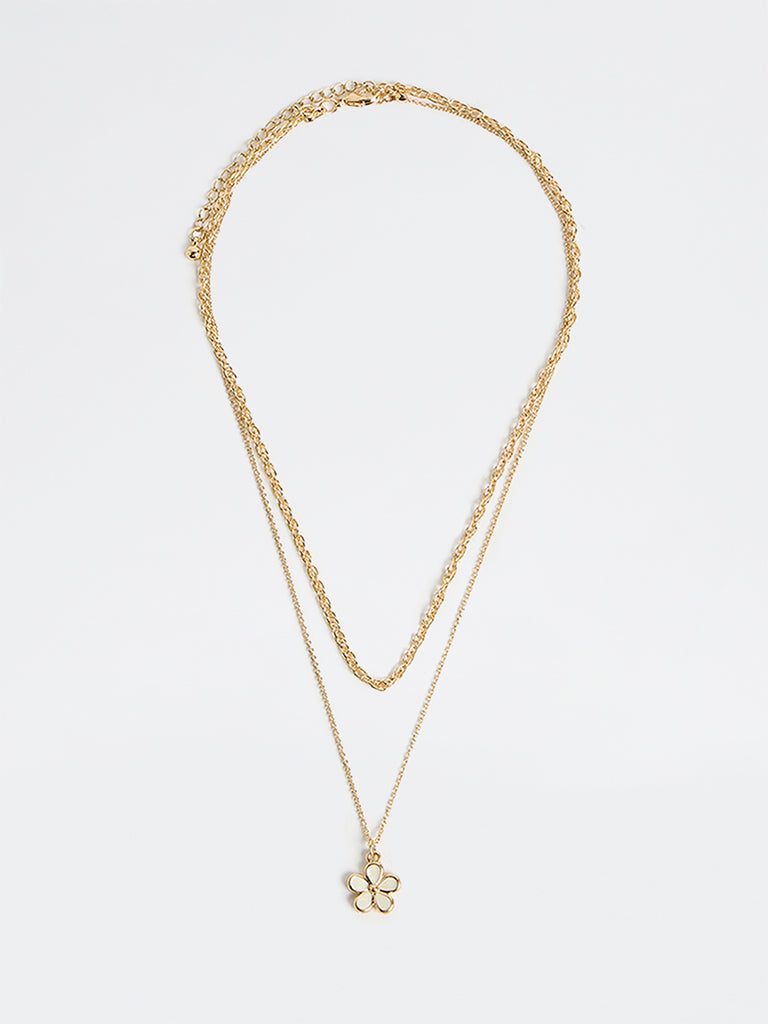 Westside Accessories Gold Layered Floral Necklace