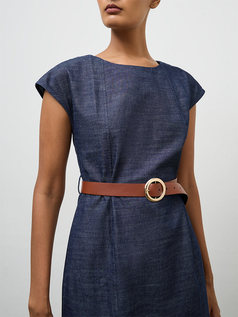 Wardrobe Indigo Denim A-Line Dress with Belt