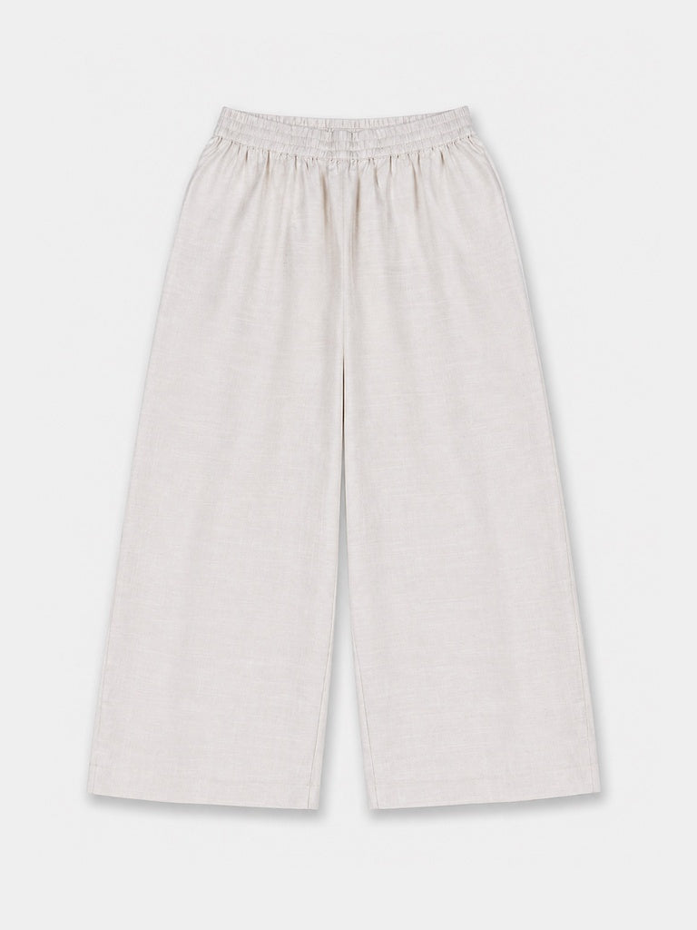 Zuba Light Beige Silk Blend Solid Pants
