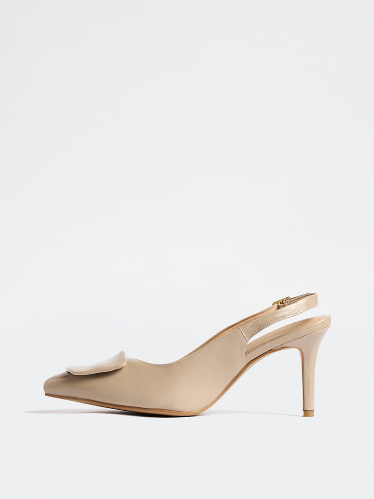 LUNA BLU Light Taupe Slingback Heel Shoes