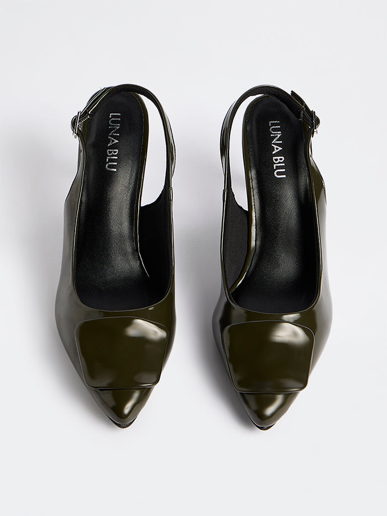 LUNA BLU Olive Slingback Heel Shoes