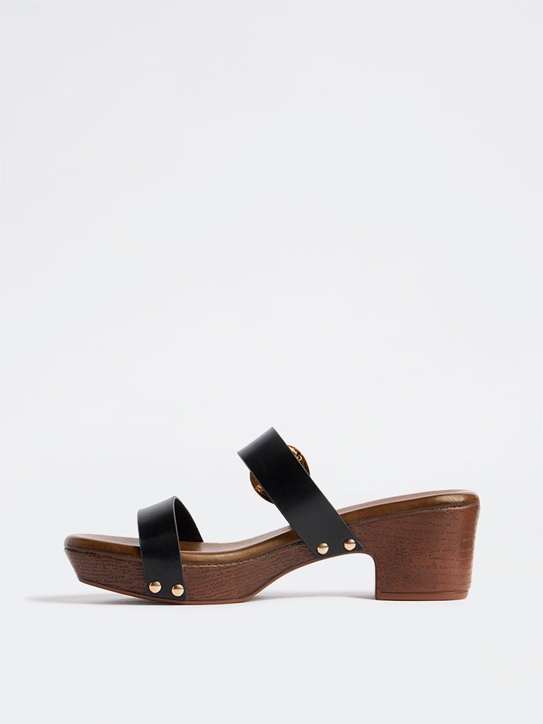 LUNA BLU Brown Double Strap Heel Sandals