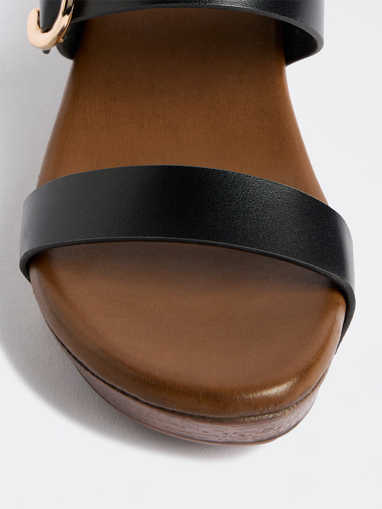 LUNA BLU Brown Double Strap Heel Sandals