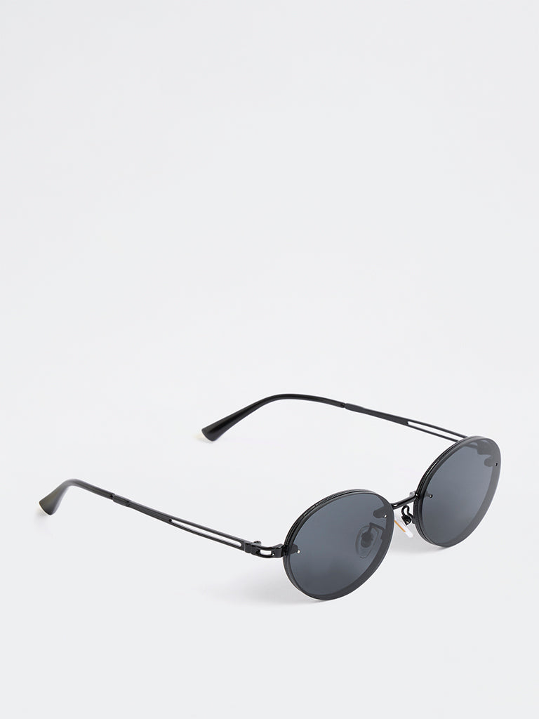 Westside Accessories Black Oval Sunglasses - Comes with a Pouch and Cleaning Cloth