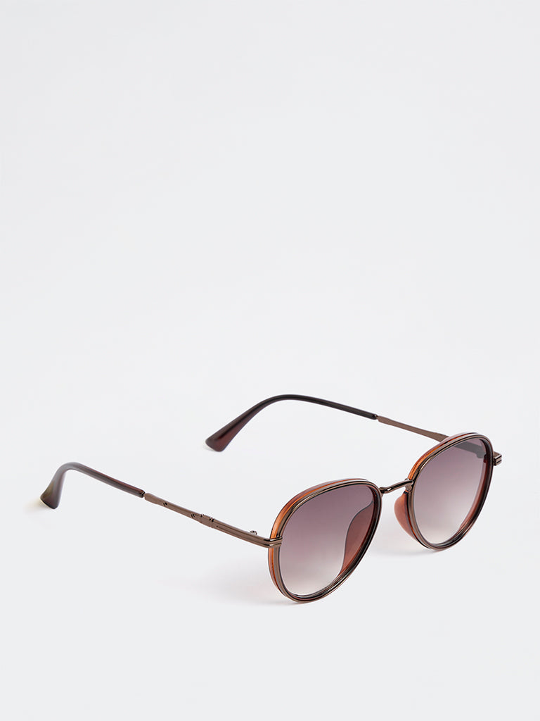 Westside Accessories Brown Round Sunglasses - Comes with a Pouch and Cleaning Cloth