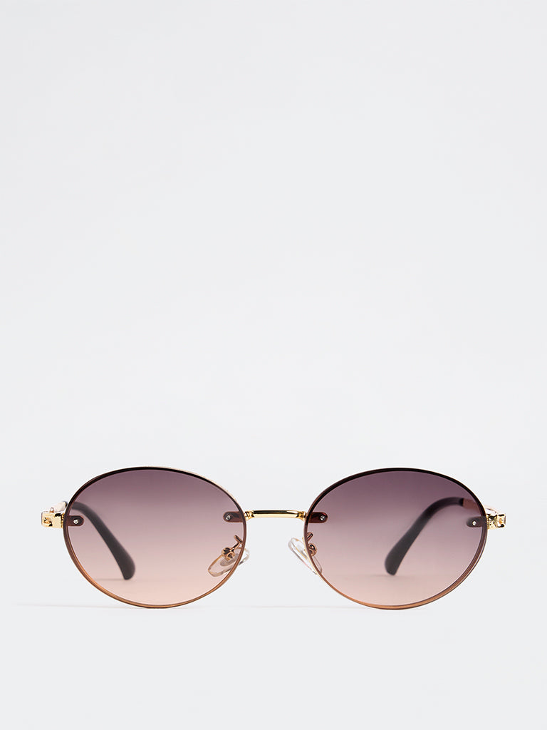 Westside Accessories Brown Oval Sunglasses - Comes with a Pouch and Cleaning Cloth