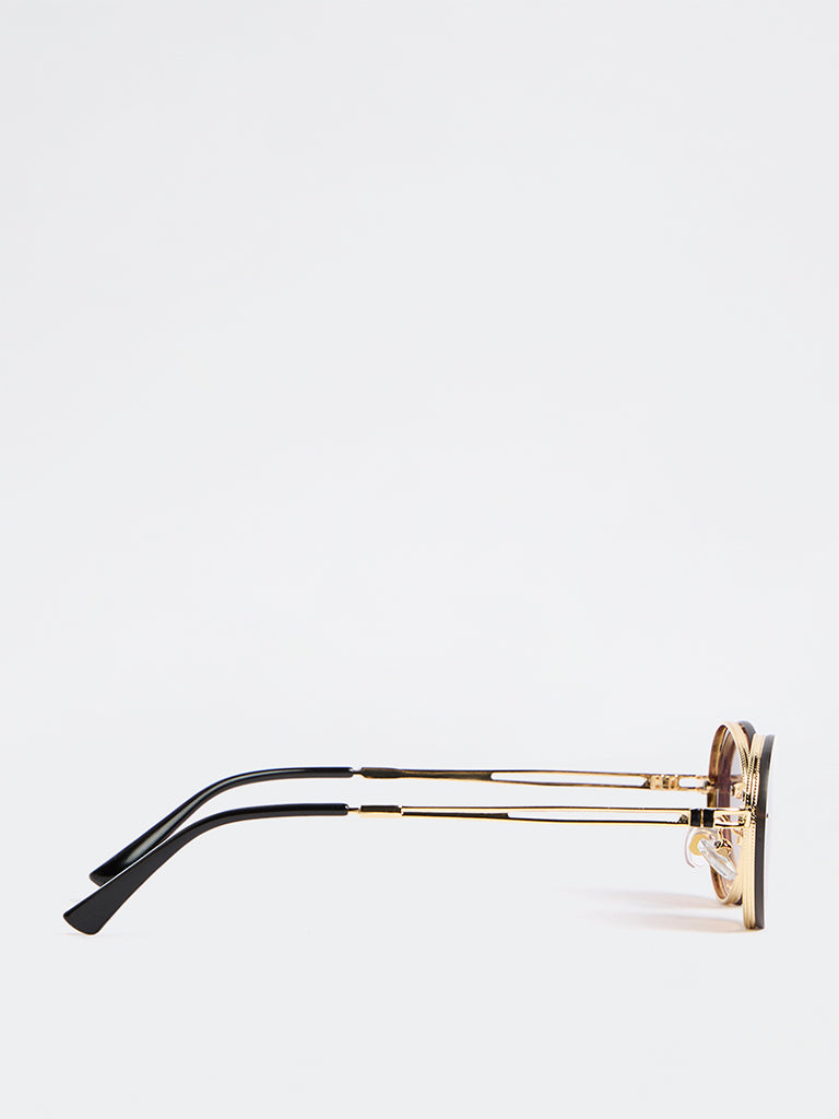 Westside Accessories Brown Oval Sunglasses - Comes with a Pouch and Cleaning Cloth