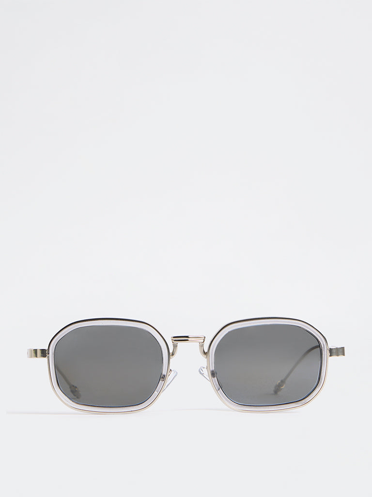 Westside Accessories Silver Rectangular Sunglasses - Comes with a Pouch and Cleaning Cloth
