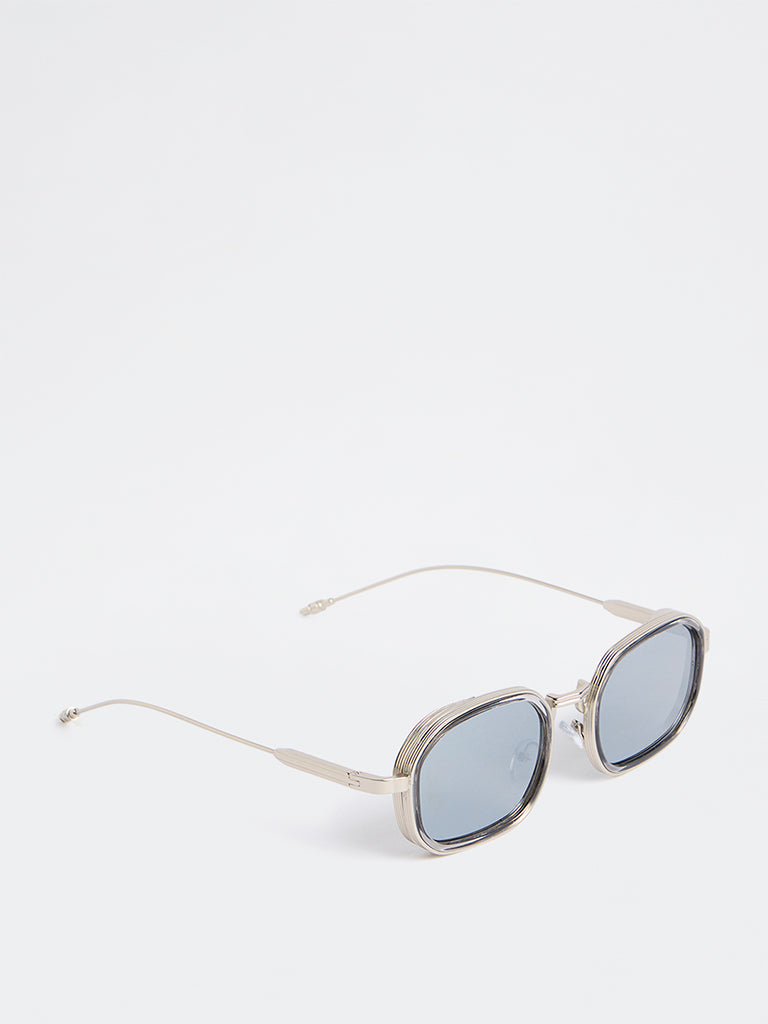 Westside Accessories Silver Rectangular Sunglasses - Comes with a Pouch and Cleaning Cloth