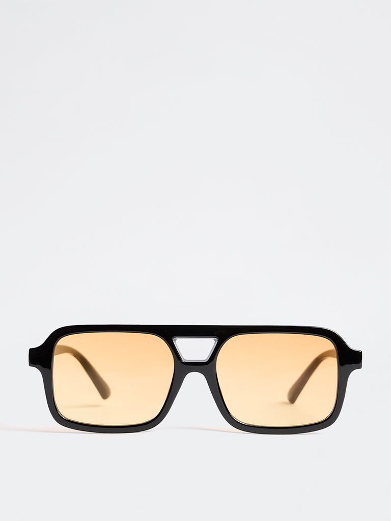 Westside Accessories Dark Brown Rectangular Square Sunglasses - Comes with a Pouch and Cleaning Cloth