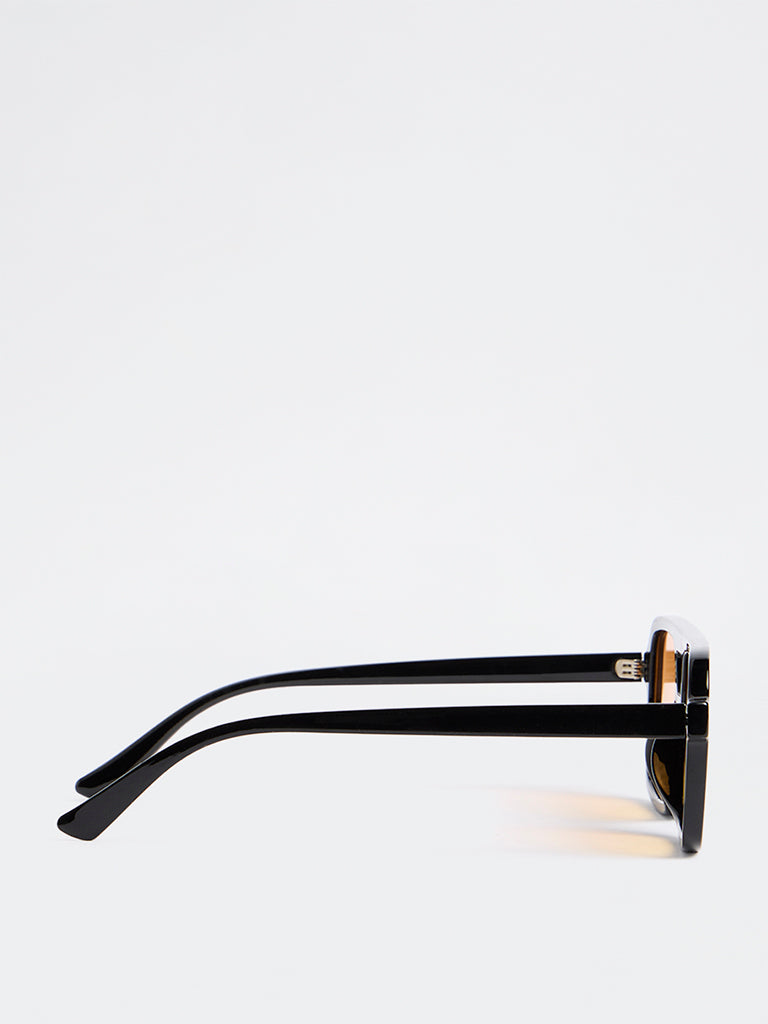 Westside Accessories Dark Brown Rectangular Square Sunglasses - Comes with a Pouch and Cleaning Cloth