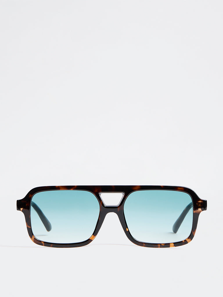 Westside Accessories Black Tortoiseshell Rectangular Sunglasses - Comes with a Pouch and Cleaning Cloth