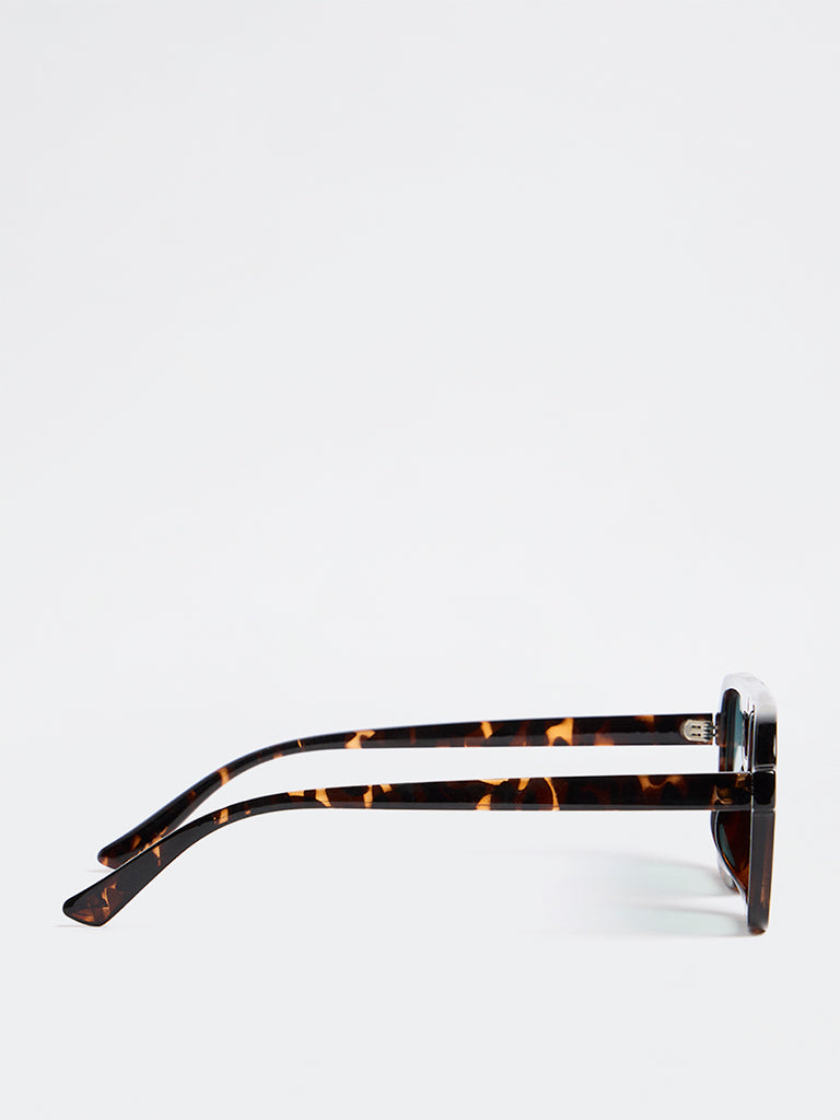 Westside Accessories Black Tortoiseshell Rectangular Sunglasses - Comes with a Pouch and Cleaning Cloth