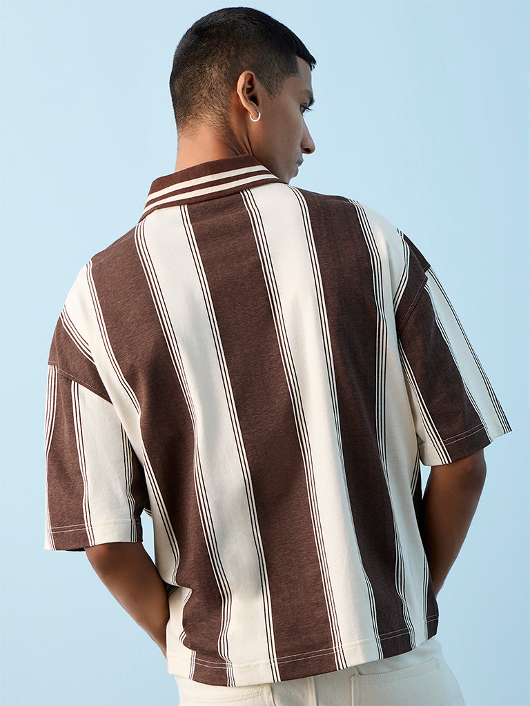 Nuon Brown Printed Relaxed-Fit T-Shirt