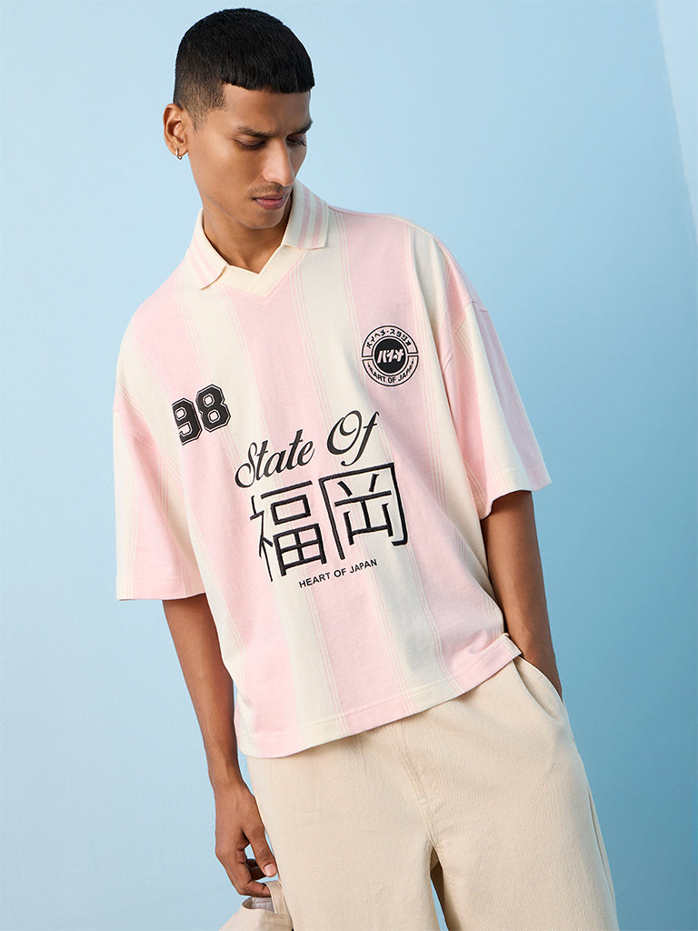Nuon Pink Printed Relaxed-Fit T-Shirt