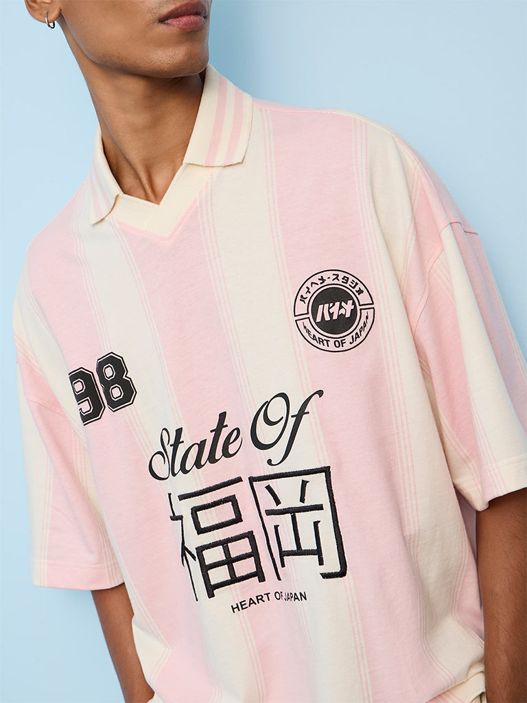 Nuon Pink Printed Relaxed-Fit T-Shirt