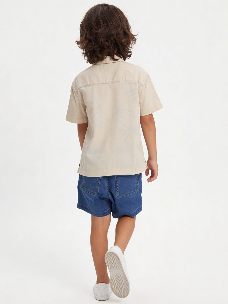 HOP Kids Boys Stone Palm Tree Printed Shirt
