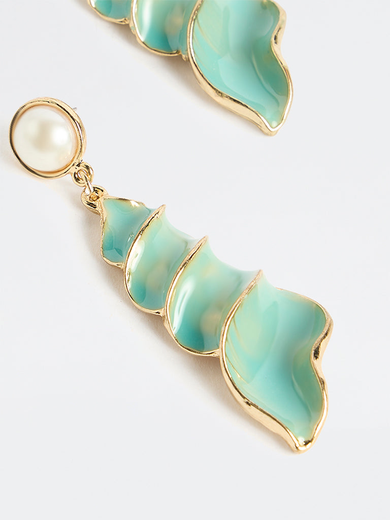 Westside Accessories Blue Sea-Shell-Inspired Dangler Earrings