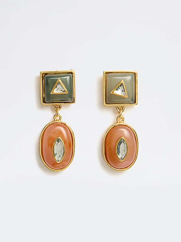 Westside Accessories Multicolour Gemstone Studded Statement Dangler Earrings
