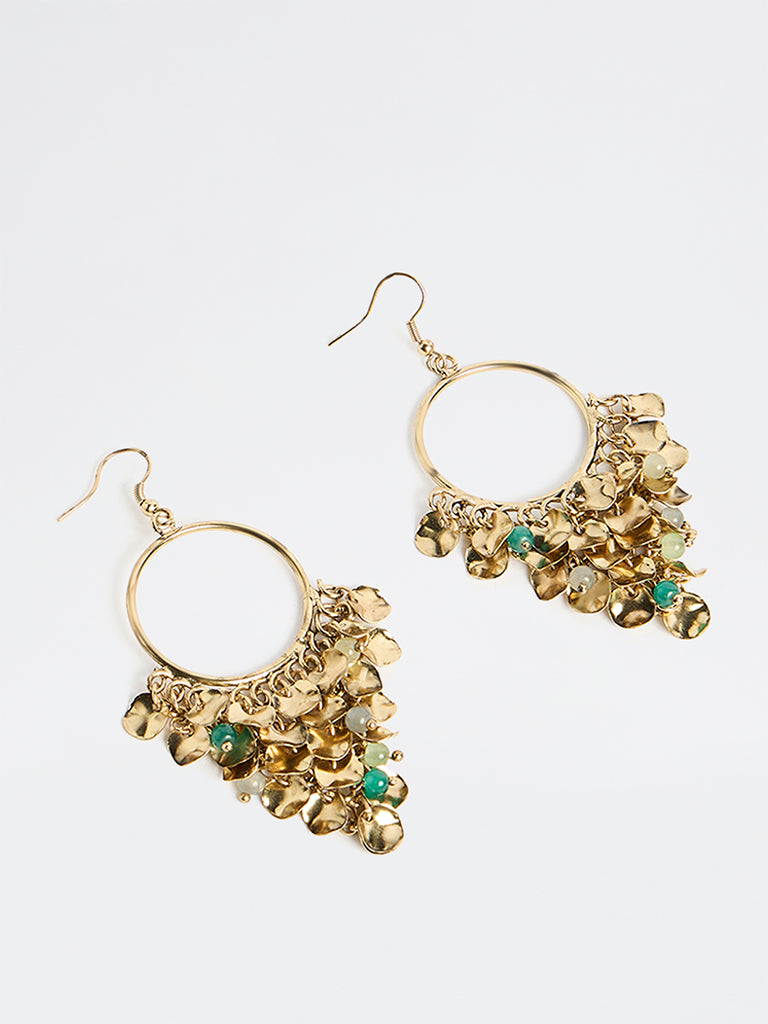 Westside Accessories Gold Coin Charm-Detailed Hoops Earrings