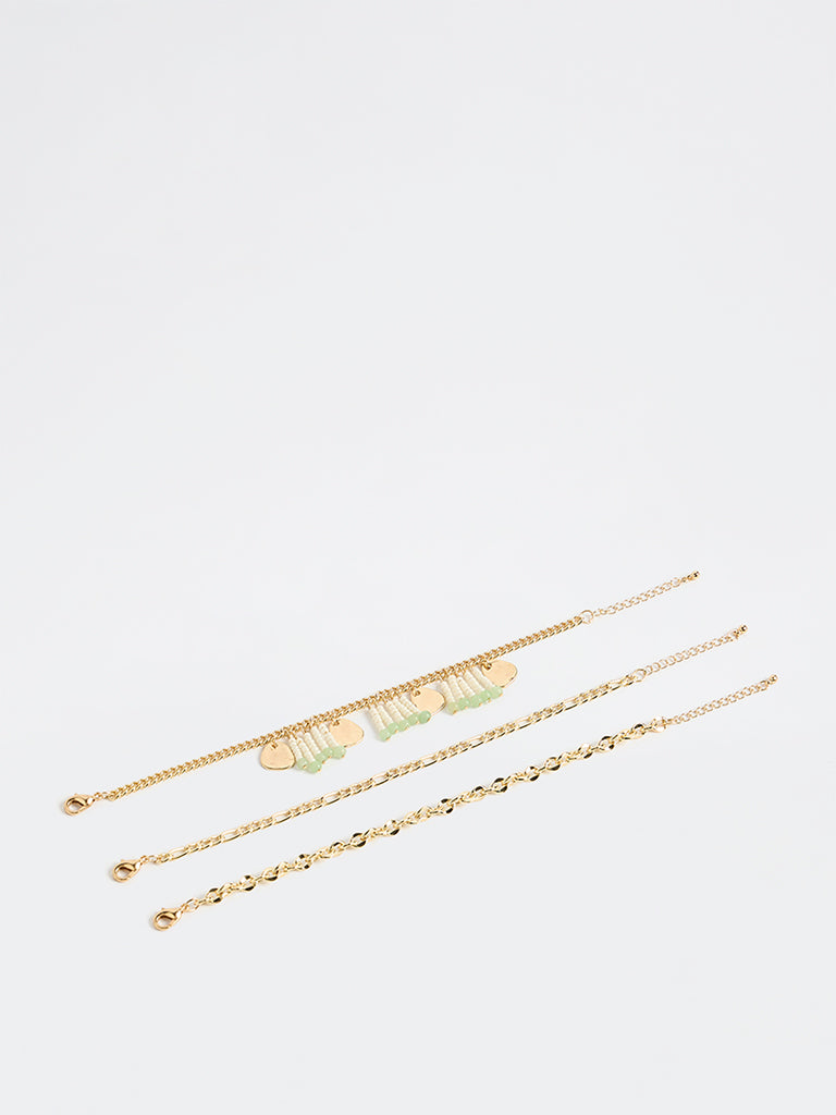 Westside Accessories Gold Boho Charm Bracelets - Pack of 3