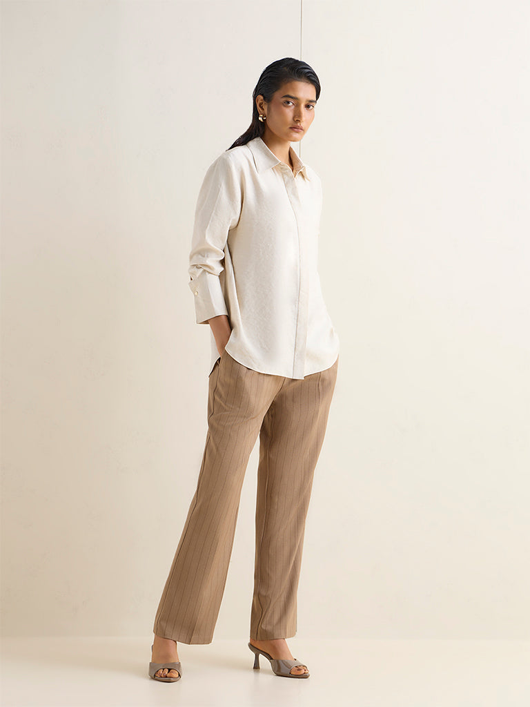 Wardrobe Light Beige Solid Shirt