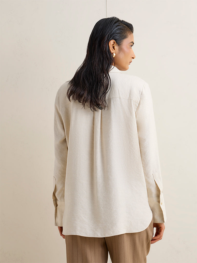 Wardrobe Light Beige Solid Shirt