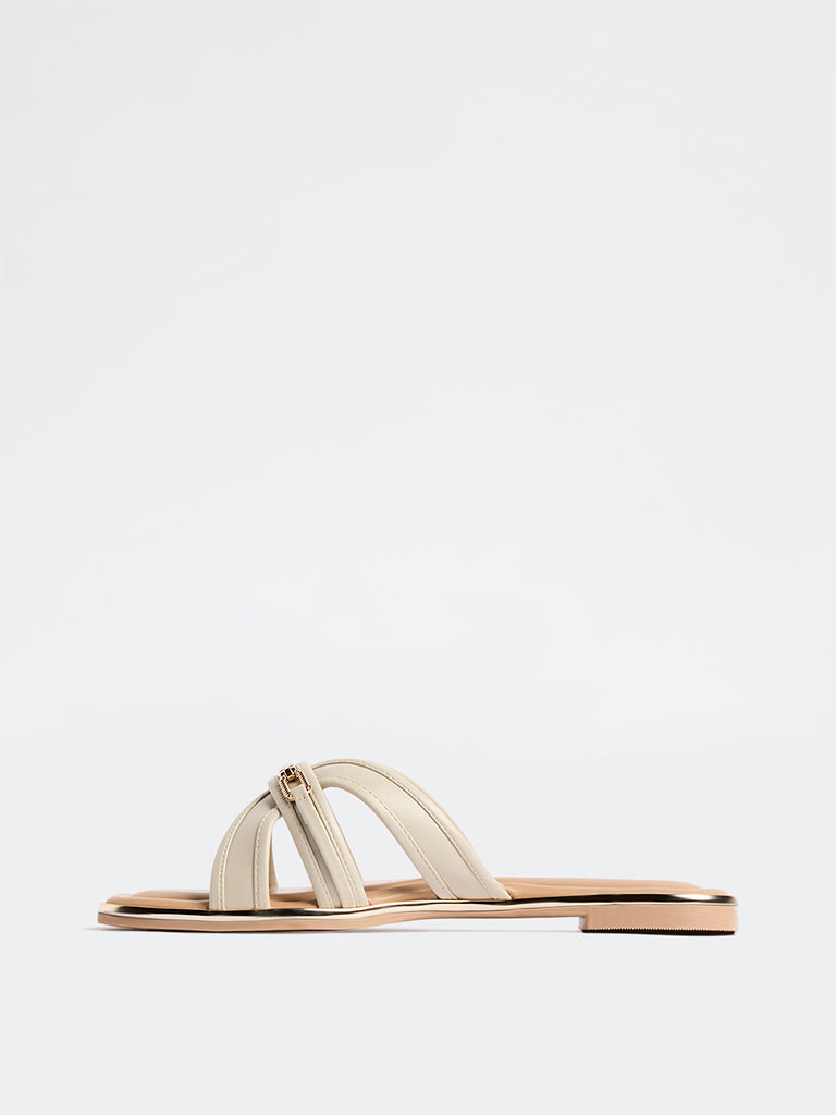 LUNA BLU Cream Slides