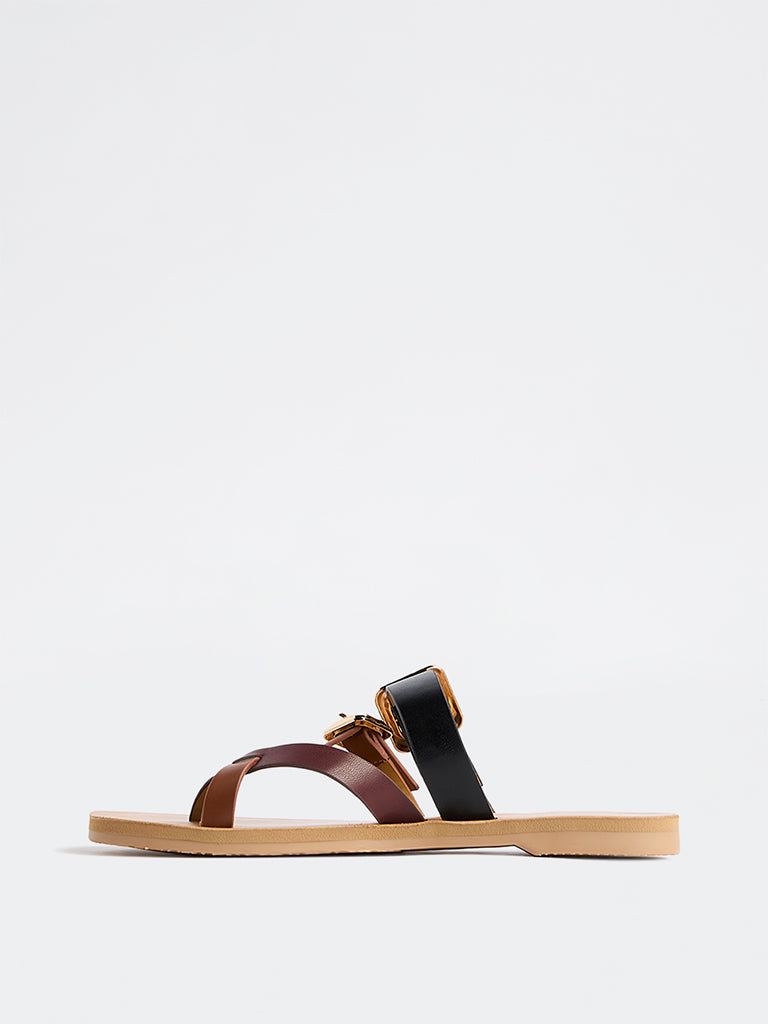 LUNA BLU Multicolour Buckled Toe-Ring Sandals