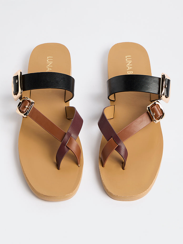 LUNA BLU Multicolour Buckled Toe-Ring Sandals