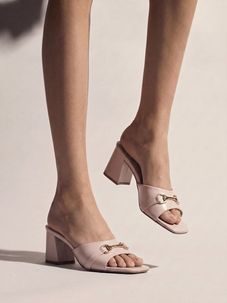 LUNA BLU Blush Block Heel Mules