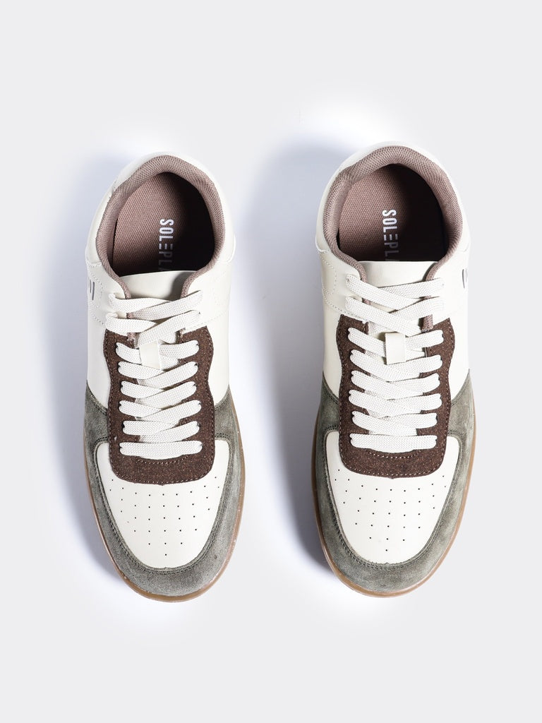SOLEPLAY Beige and Olive Lace-up Sneakers