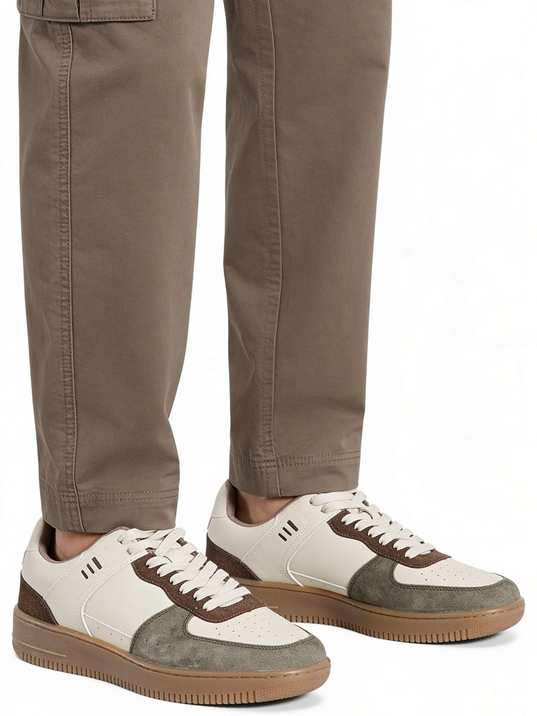 SOLEPLAY Beige and Olive Lace-up Sneakers