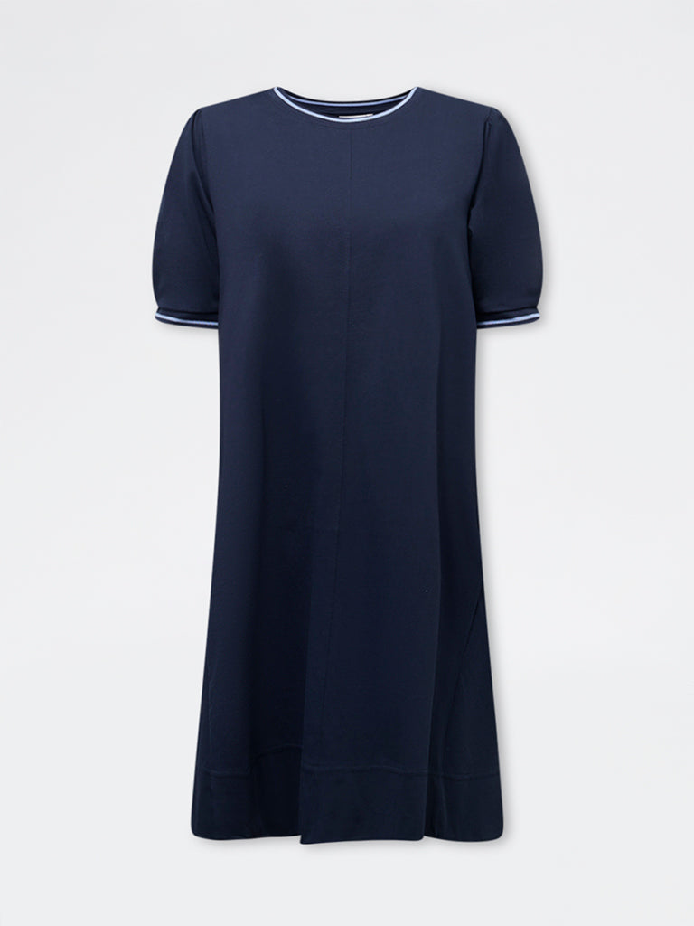 Gia Navy Cotton A-Line Dress