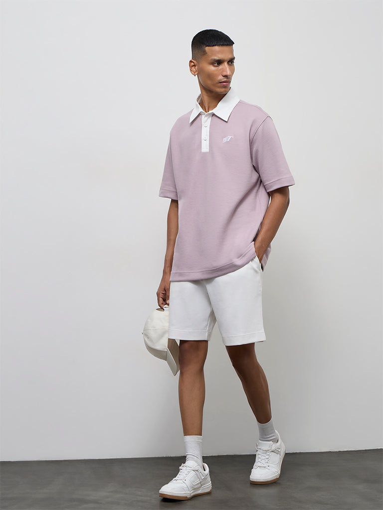Nuoflexx Mauve Relaxed-Fit Cotton-Blend Polo T-Shirt