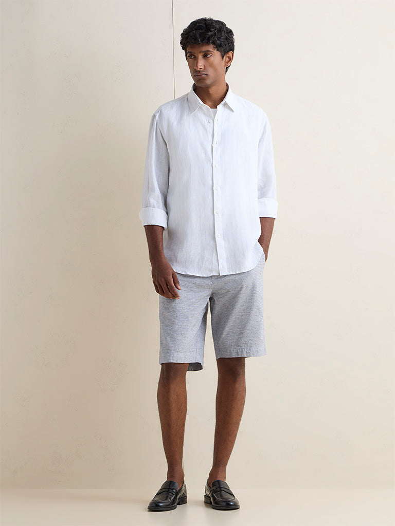 Ascot Off-White Striped Relaxed-Fit Linen Shirt