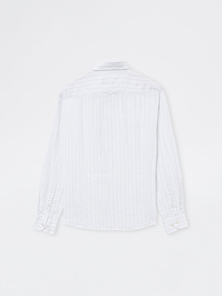 Ascot Off-White Striped Relaxed-Fit Linen Shirt