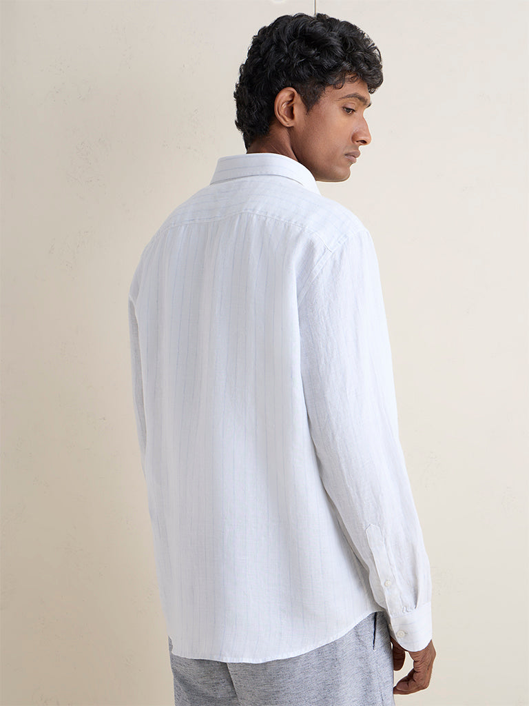 Ascot Off-White Striped Relaxed-Fit Linen Shirt