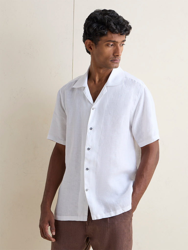 Ascot Off-White Relaxed-Fit Linen Shirt