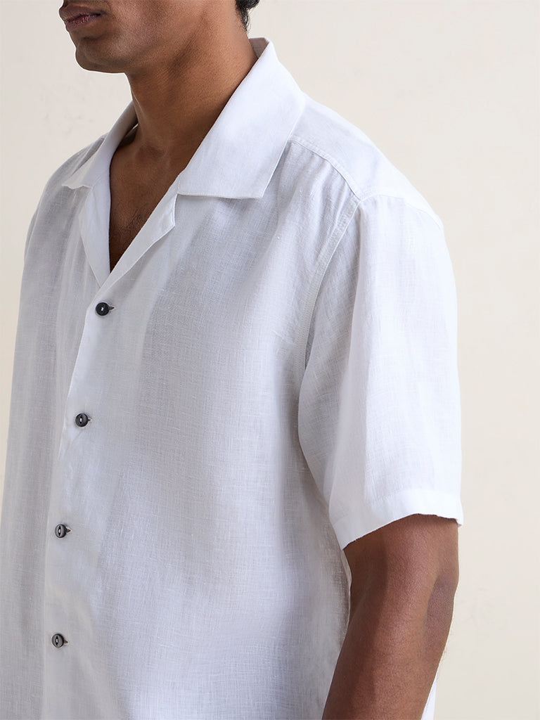 Ascot Off-White Relaxed-Fit Linen Shirt